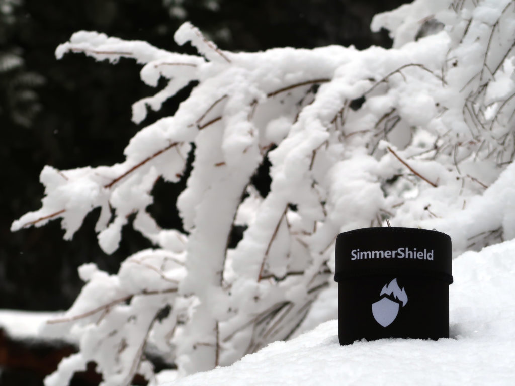 SimmerShield packed up and tucked into the snow